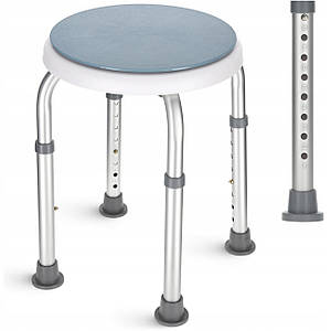 Стілець-табурет поворотний 4FIZJO для ванної та душу, регульований White/Grey (P-5905973403412)