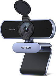 Вебкамера UGREEN 2К з мікрофоном USB-веб-камера Full HD Gray (CM717)