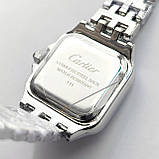 Квадратний жіночий наручний годинник Cartier (картьєр) сріблястого кольору з римськими цифрами - код 2538b, фото 6