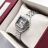Квадратний жіночий наручний годинник Cartier (картьєр) сріблястого кольору з римськими цифрами - код 2538b, фото 3