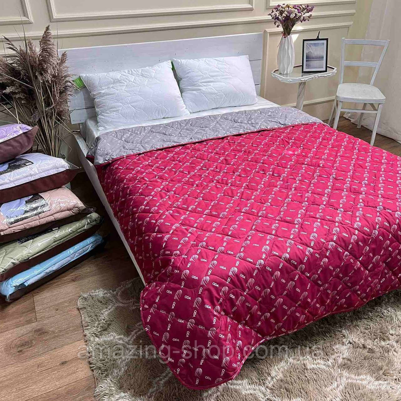 Легка ковдра полуторна 155*215 см Ковдра літня, бавовна наповнювач. Стьобана ковдра ODA, фото 1