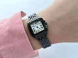 Квадратний жіночий наручний годинник Cartier (картьєр) чорного кольору з римськими цифрами - код 2539b, фото 2