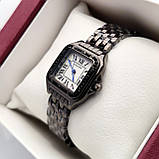 Квадратний жіночий наручний годинник Cartier (картьєр) чорного кольору з римськими цифрами - код 2539b, фото 3