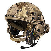 Тактичний Шолом Каска Військовий FAST з системою WENDY в кавері з навушниками Earmor M31H