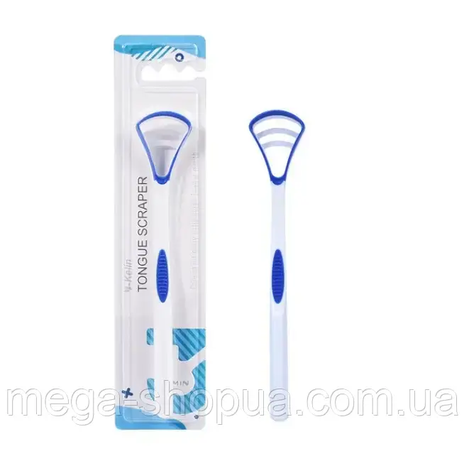 Щітка скребок для мови Professional Y-Kеlin Blue. Очищувач язика . Догляд за язиком. Скребок для язика JU652W