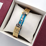 Квадратний жіночий наручний годинник Cartier (картьєр) золотого кольору з римськими цифрами - код 2539b, фото 4