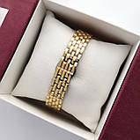 Квадратний жіночий наручний годинник Cartier (картьєр) золотого кольору з римськими цифрами - код 2539b, фото 5