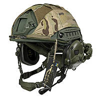 Тактичний Шолом Каска Військовий Балістичний FAST WENDY від GLOBAL BALLISTICS олива в кавері з навушниками M32H