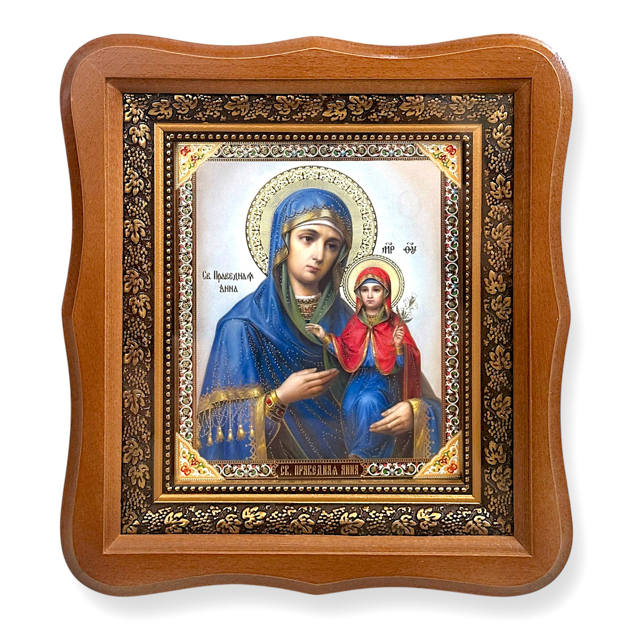Ікона Анна свята Праведна, лик 15х18 см, у світлому дерев'яному кіоті, фото 1