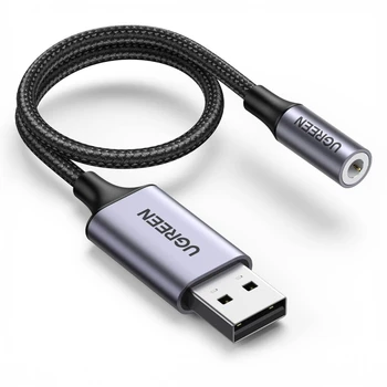 Звукова карта Ugreen USB 2.0 зовнішня USB 2.0 3.5 мм TRRS 24 біт 96 кГц 1 м (CM477), фото 1