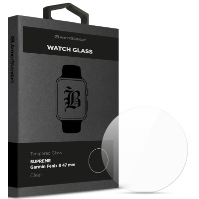 Скло захисне Armorstandart Supreme Black Icon Garmin Fenix 8 47 mm Clear (ARM84721), фото 1