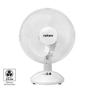 Настільний лопатевий вентилятор від мережі Rotex RAT01-E Ø 23 см 2 швидкості 20Вт пластик/метал Білий, фото 1