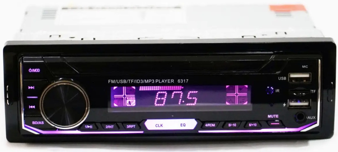 Автомагнітола 6317 Usb+RGB підсвітка+Sd+Fm+Aux+ пульт (4x50W), фото 1