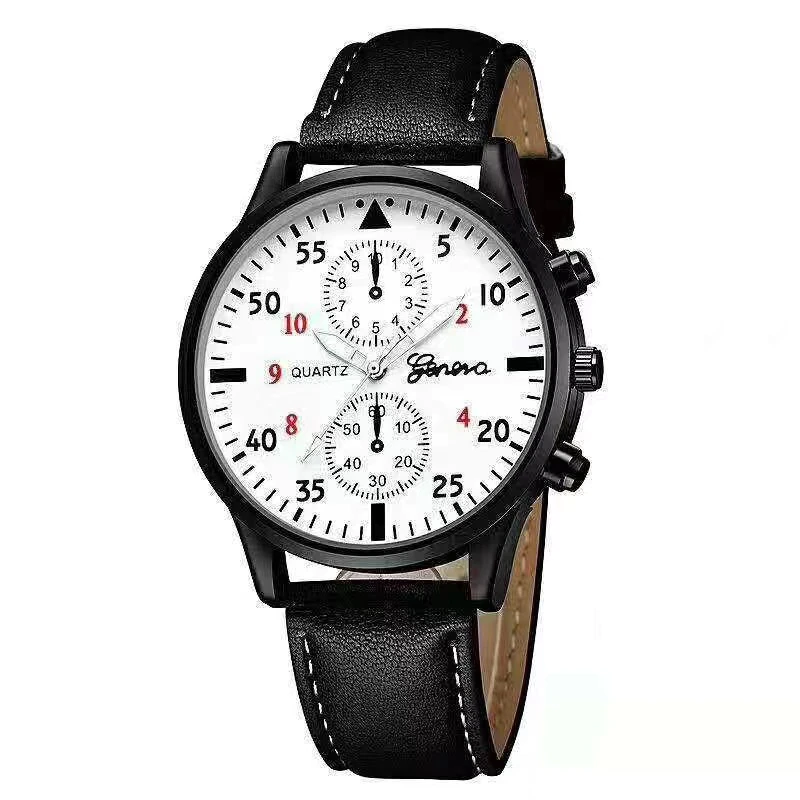 Наручний годинник Geneva QUARTZ шкіряний ремінець + браслет, класичний кварцовий годинник чоловічий/жіночий унісекс