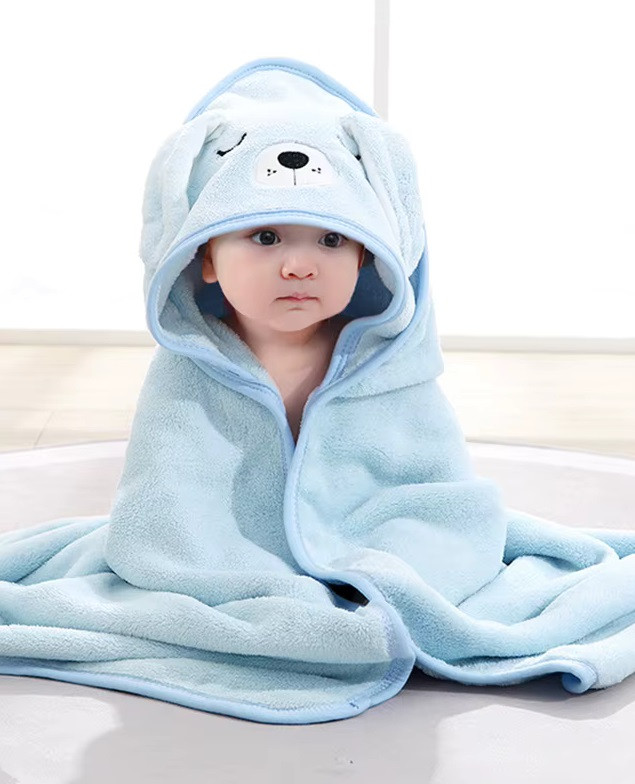 Дитячий рушник куточок з капюшоном Baby Towel Собачка 80x80 см для купання немовлят блакитний для хлопчика