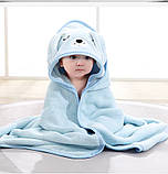 Дитячий рушник куточок з капюшоном Baby Towel Собачка 80x80 см для купання немовлят блакитний для хлопчика, фото 2