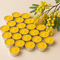 Ароматичні свічки таблетки IKEA SVARTOXBÄR Мімоза 30 шт х 3,5 години горіння чайні декоративні аромасвічки