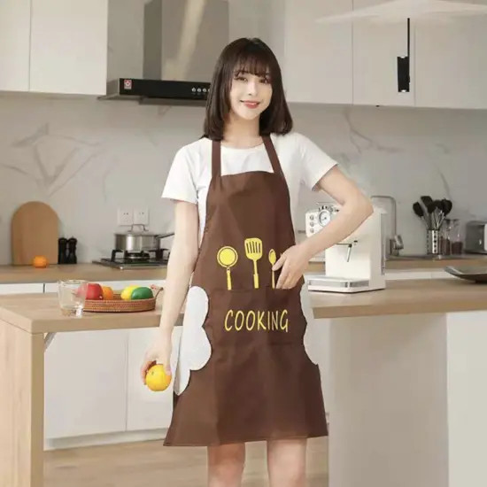Універсальний кухарський фартух Cooking коричневий кухонний передник з кишенею та рушниками для рук