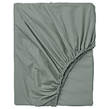 Простирадло на гумці 140х200 см зелене IKEA DVALA постільна білизна двоспальна 100% бавовна ІКЕА ДВАЛА, фото 2