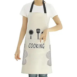 Універсальний кухарський фартух Cooking бежевий (кремовий) кухонний передник з кишенею та рушниками для рук, фото 1