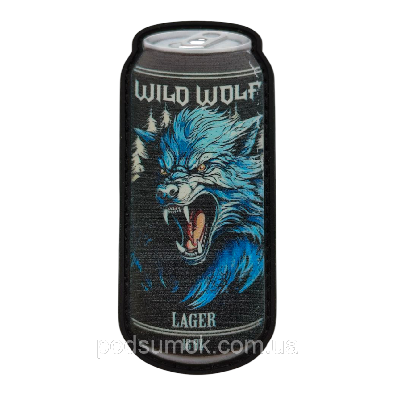 Шеврон ПВХ БАНКА WILD WOLF LAGER на липучці для велкро патч гумовий, фото 1