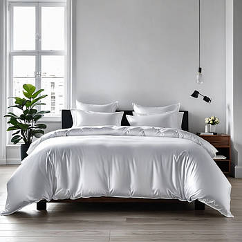 Підковдра на блискавці 145х215 Королева Ночі (Сатин Premium) | Полуторна | Однотонний білий