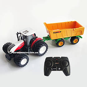 Трактор з причепом на радіокеруванні KORODY на акумуляторі 3.7V Світло Hезинові колеса Розмір 42 см