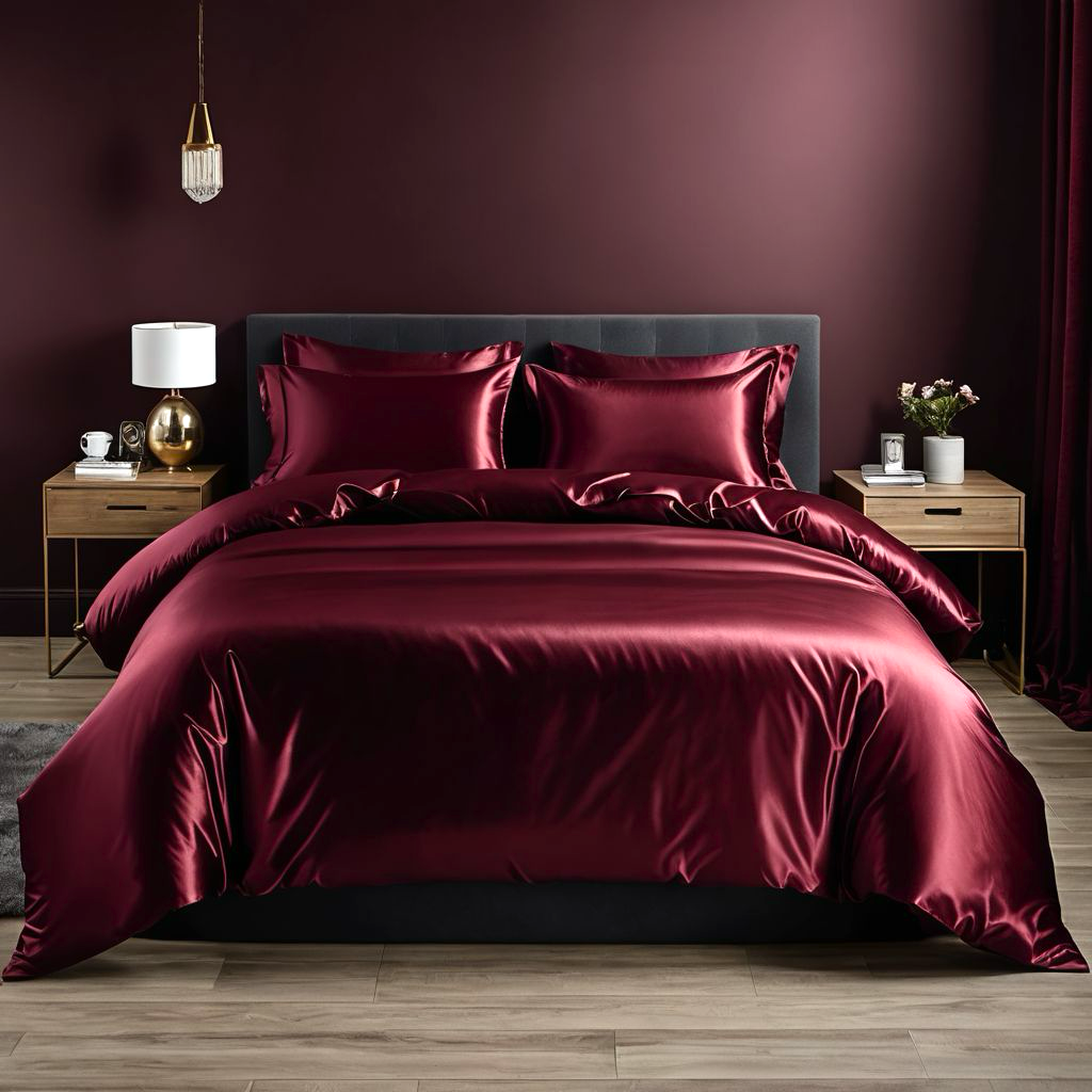 Постільна білизна Королева Ночі (Сатин Premium) | Полуторний комплект | 50х70 | Однотонний бордовий, фото 1