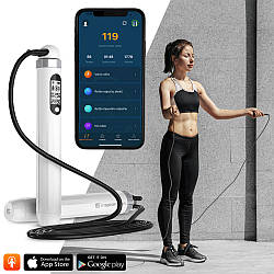 Розумна скакалка з bluetooth inSPORTline Jumpsmart - білий