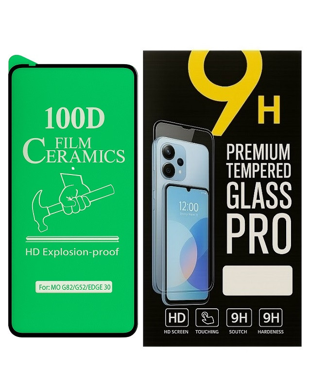 Протиударна захисна плівка Ceramics 9D для Motorola Edge 30 5G з чорною рамкою, глянцева