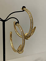 Сережки Картьє циркони позолота 18 К/сережки кільцями