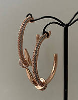 Картка сережки циркони рожеве золото/сережки кільцями