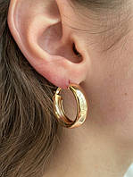 Сережки кільця широкі рожеве золото/сережки кільцями середні