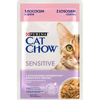 Популярний! Вологий корм для кішок Purina Cat Chow Sensitive з Лососем та Цукіні в желе 85 г (8445290426574) - Краща якість тільки