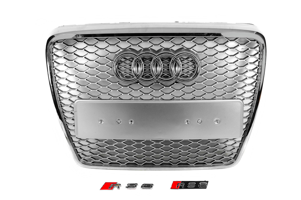 Передня решітка RS-style (Сірий з хромом) для Ауди A6 C6 2004-2011 рр