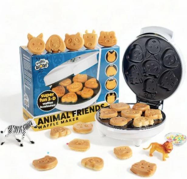Електрична вафельниця-млинниця антипригарна 7 форм для випікання у вигляді тварин 350 Вт