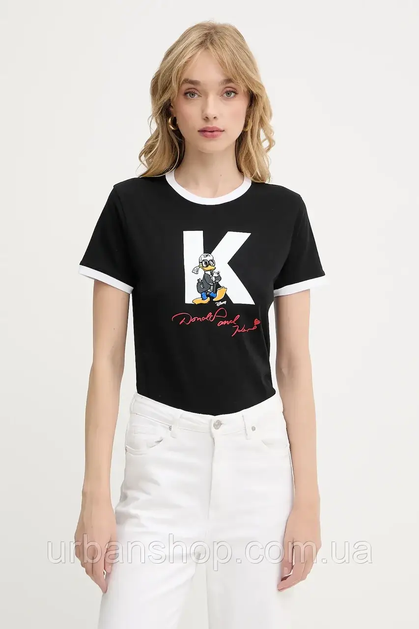 Urbanshop com ua Бавовняна футболка Karl Lagerfeld KL X DISNEY колір чорний A3W17089 РОЗМІРИ ЗАПИТУЙТЕ