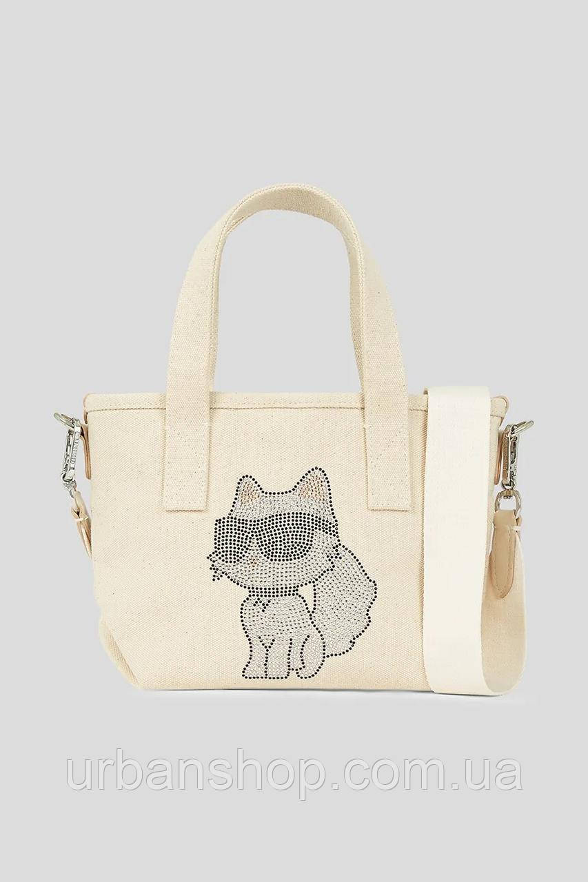 Urbanshop com ua Бавовняна сумка Karl Lagerfeld колір бежевий A3W50115 РОЗМІРИ ЗАПИТУЙТЕ