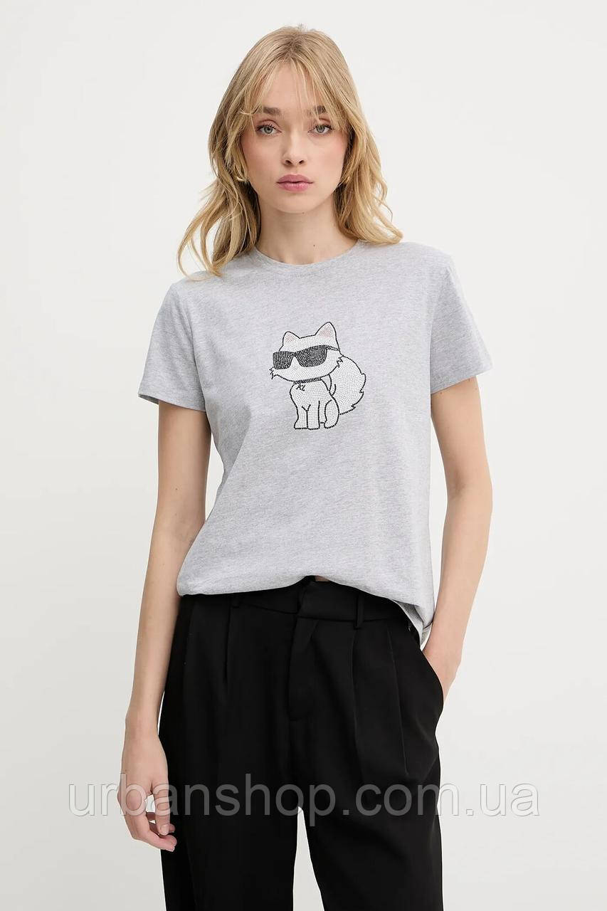 Urbanshop com ua Бавовняна футболка Karl Lagerfeld колір сірий A3W17110 РОЗМІРИ ЗАПИТУЙТЕ