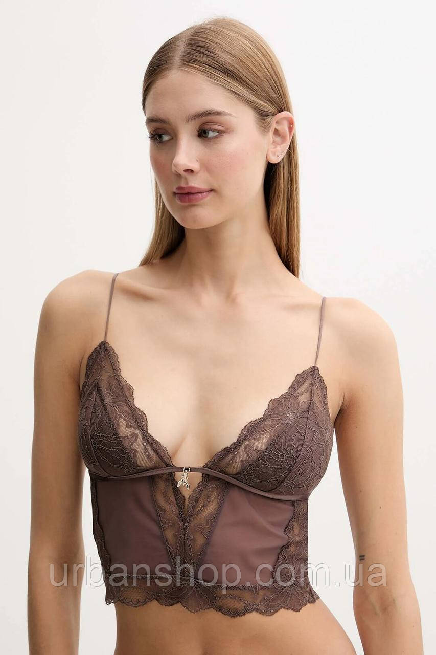 Urbanshop com ua Бюстгальтер Patrizia Pepe колір коричневий мереживо однотонний 2I0144 A602 РОЗМІРИ ЗАПИТУЙТЕ