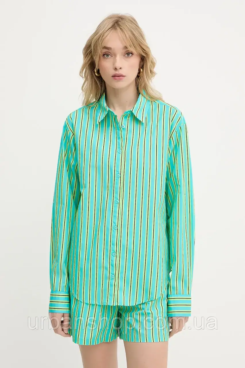 Urbanshop com ua Бавовняна сорочка Silvian Heach TANDAM колір бірюзовий relaxed класичний комір GPP25446CA
