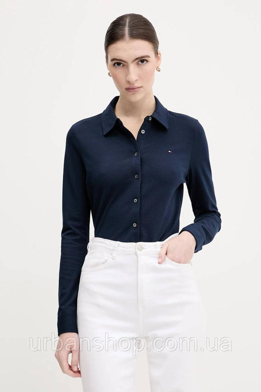 Urbanshop com ua Сорочка Tommy Hilfiger колір синій slim класичний комір WW0WW43528 РОЗМІРИ ЗАПИТУЙТЕ