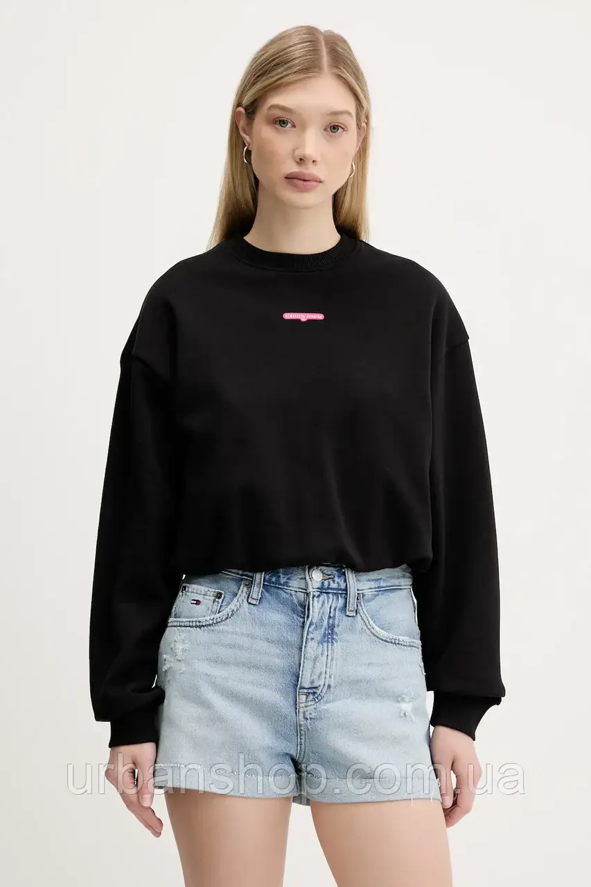 Urbanshop com ua Бавовняна кофта Tommy Jeans колір чорний з принтом DW0DW20947 РОЗМІРИ ЗАПИТУЙТЕ