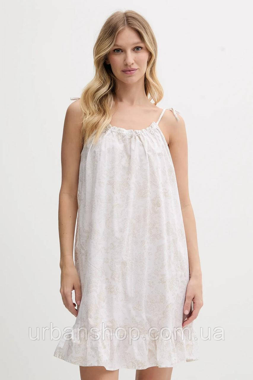 Urbanshop com ua Бавовняна нічна сорочка Lauren Ralph Lauren колір бежевий з бавовни ILN22426 РОЗМІРИ
