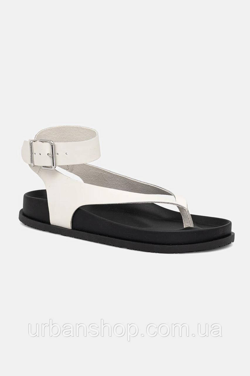 Urbanshop com ua Шкіряні сандалі Tommy Jeans TJW ANKLE STRAP SANDAL колір бежевий EN0EN02873 РОЗМІРИ ЗАПИТУЙТЕ