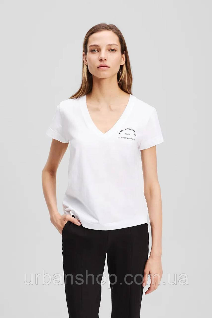Urbanshop com ua Бавовняна футболка Karl Lagerfeld колір білий A3W17104.ProductCard__priceWrapper__HY49o {
