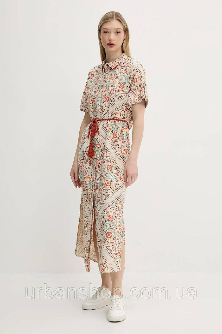 Urbanshop com ua Сукня Superdry колір бежевий maxi пряма W8011893A-F4T РОЗМІРИ ЗАПИТУЙТЕ