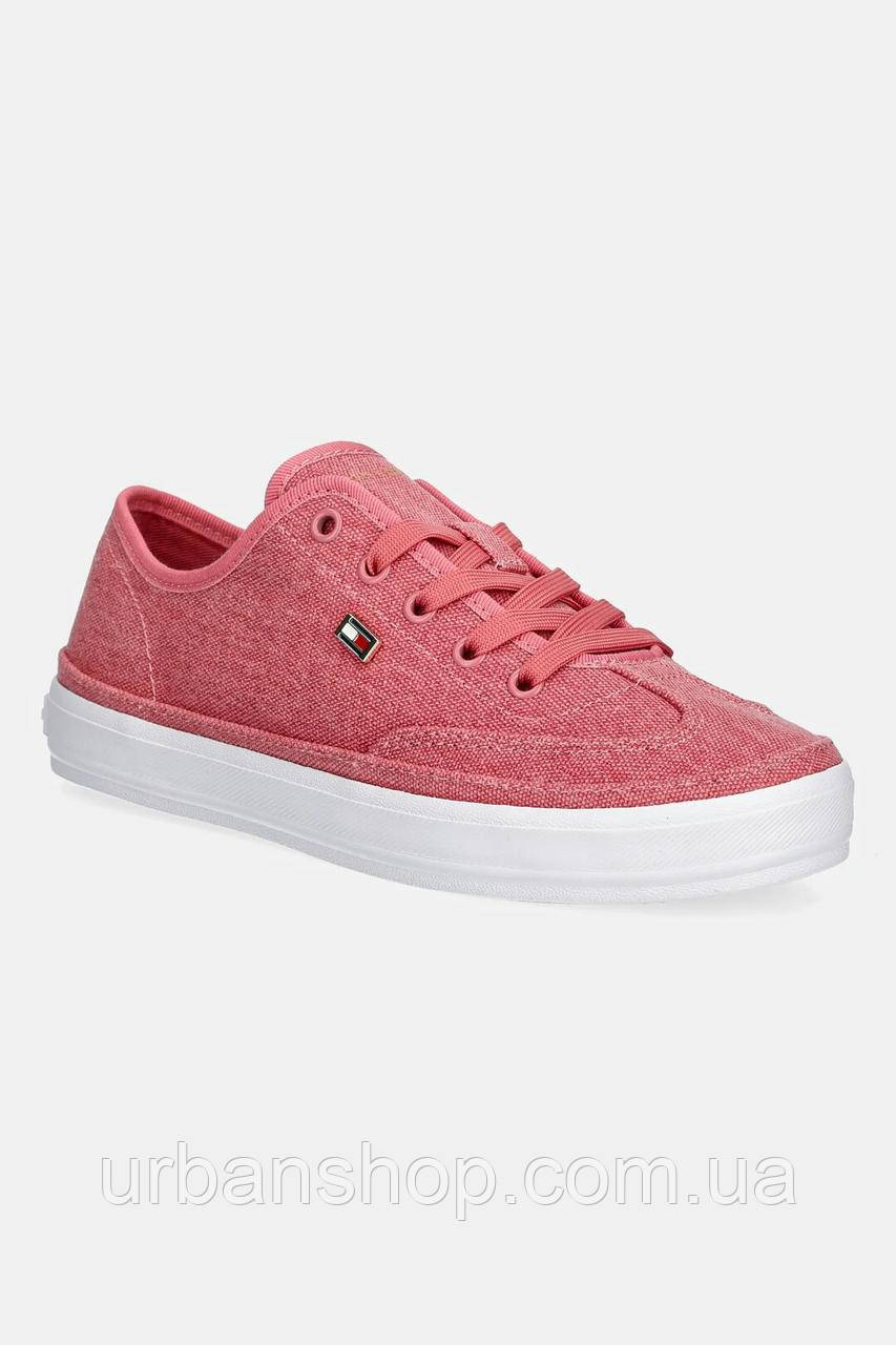 Urbanshop com ua Кеди Tommy Hilfiger WASHED CANVAS VULC SNEAKER колір рожевий FW0FW08894 РОЗМІРИ ЗАПИТУЙТЕ