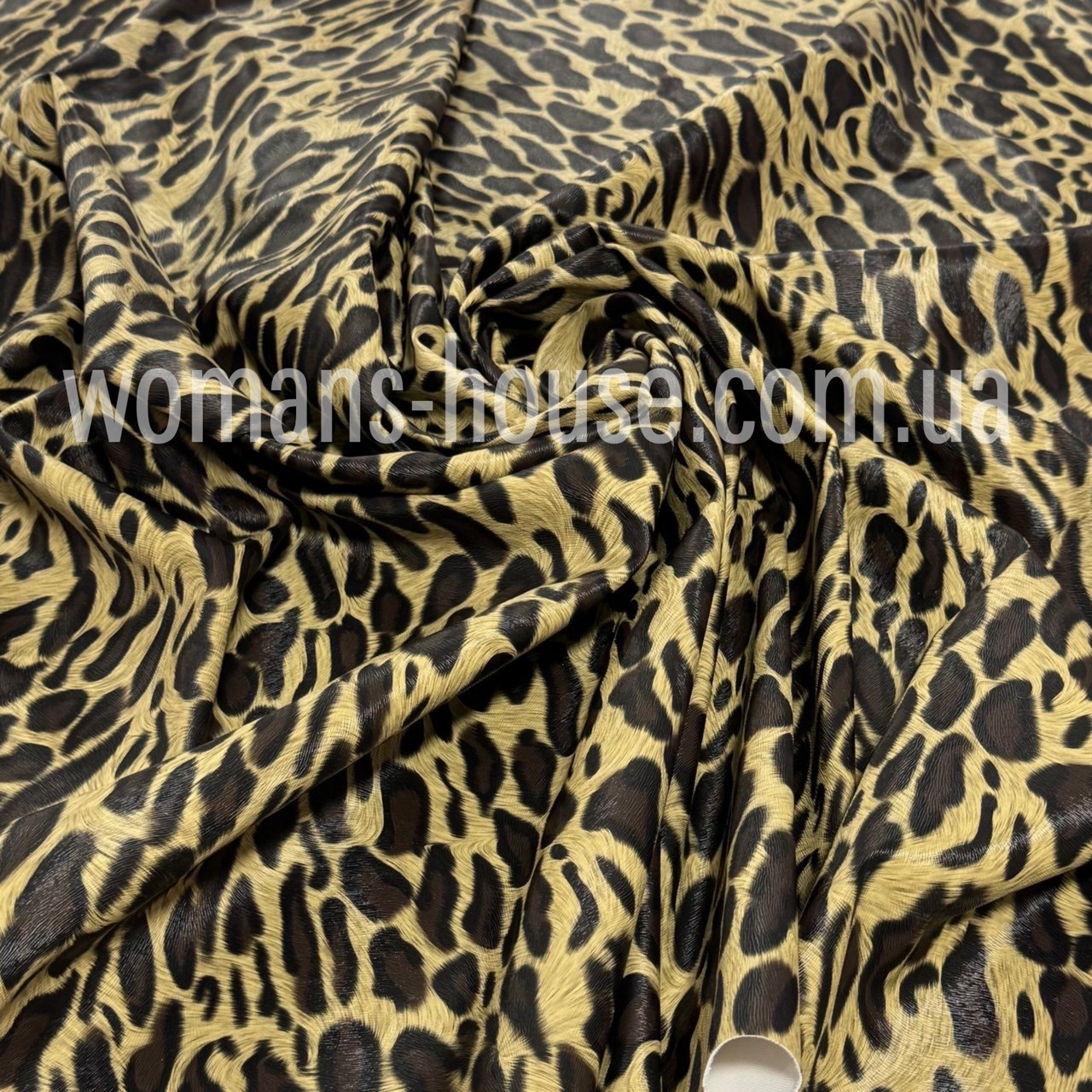 Кожзам Стрейч на трикотажі тиснений принт Гепард, фото 1