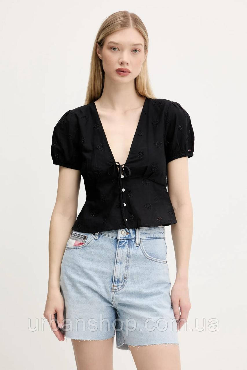 Urbanshop com ua Блузка Tommy Jeans колір чорний regular DW0DW21241 РОЗМІРИ ЗАПИТУЙТЕ